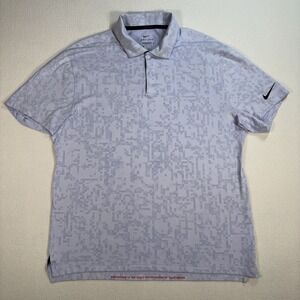 Nike Tiger Woods Snap Polo Mens M Purple Digital Camo Dri-Fit ADV Standard Fit